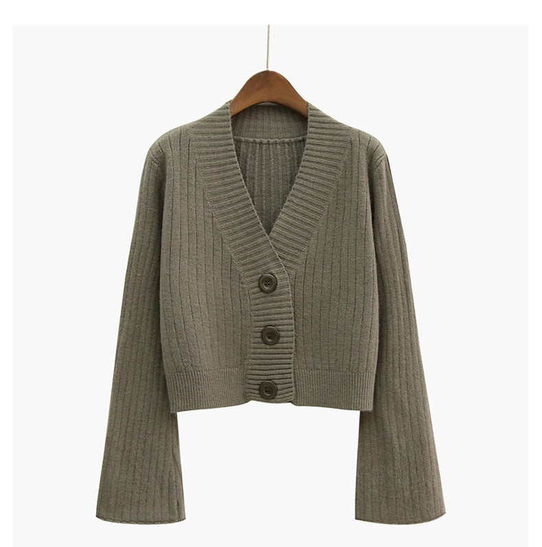 Korean Long Flare Sleeve Cardigan