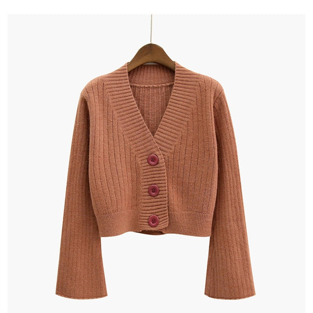 Korean Long Flare Sleeve Cardigan