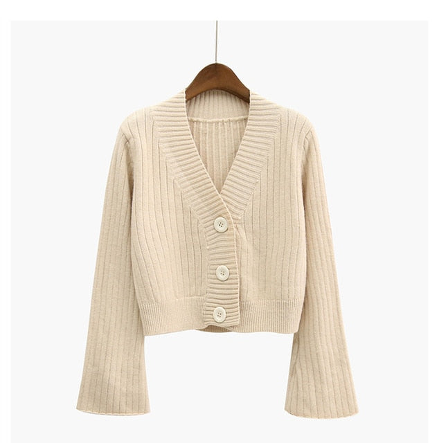 Korean Long Flare Sleeve Cardigan