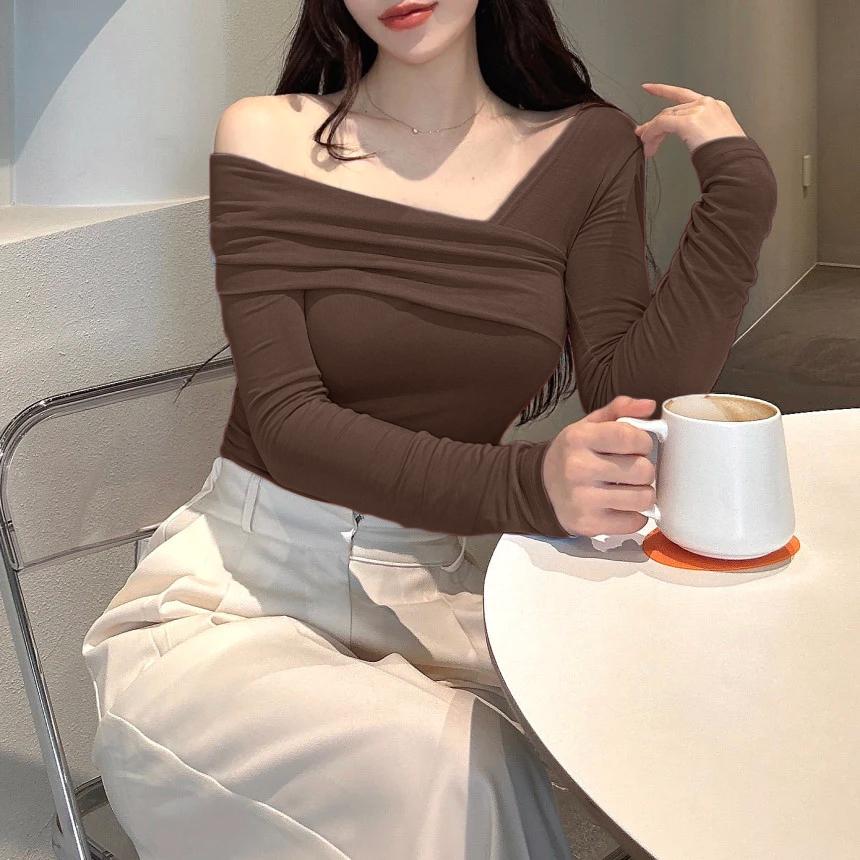 Seoul Style Overlapping Off Shoulder Top