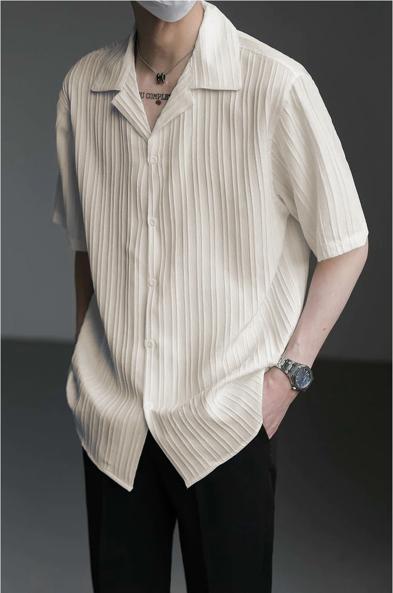 Seoul Stripe Lapel Men Shirt