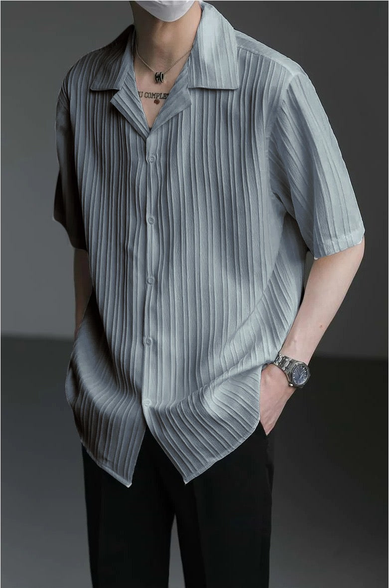Seoul Stripe Lapel Men Shirt