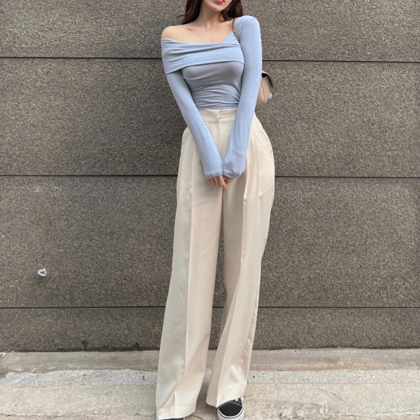 Seoul Style Overlapping Off Shoulder Top
