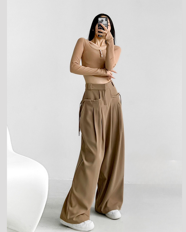 Korean Flowy Stringed Trousers