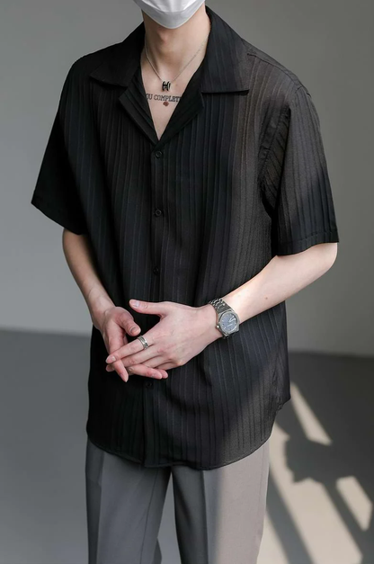 Seoul Stripe Lapel Men Shirt