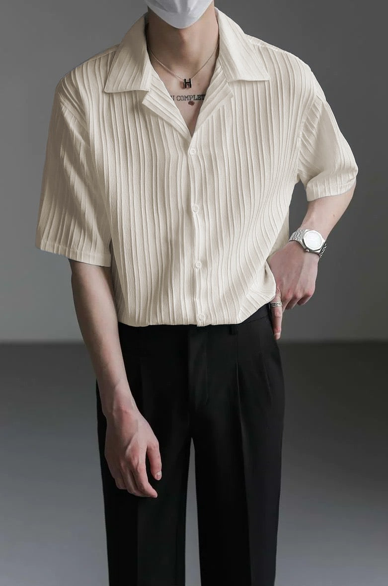 Seoul Stripe Lapel Men Shirt