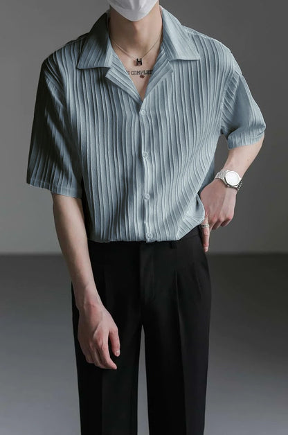 Seoul Stripe Lapel Men Shirt