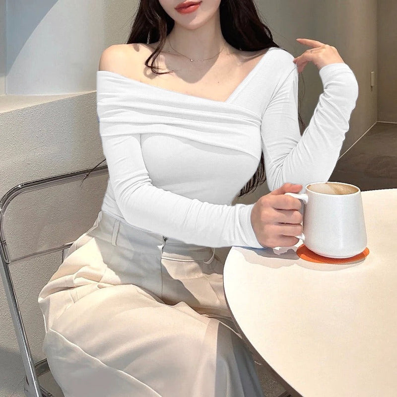 Seoul Style Overlapping Off Shoulder Top